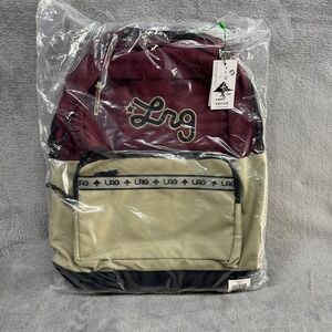 LRG Backpack Color Block Black Beige Burgundy School Work Bag